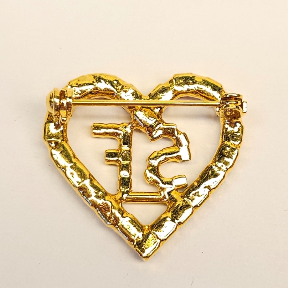 Colorful Rhinestone Heart Brooch - Picture 6 of 10